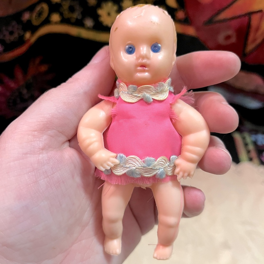 VTG Vintage Celluloid Plastic Made in Hong Kong Mini Baby Doll - Picture 1 of 7
